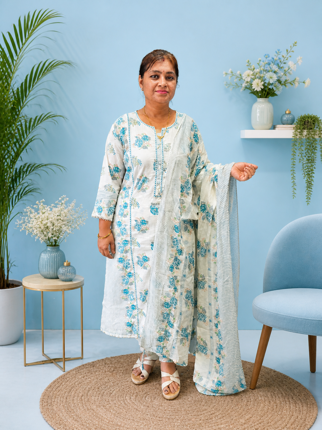 Pure premium cotton with printed concept and designer crosia lace on sleeves and pure cotton dupatta || D12 ||