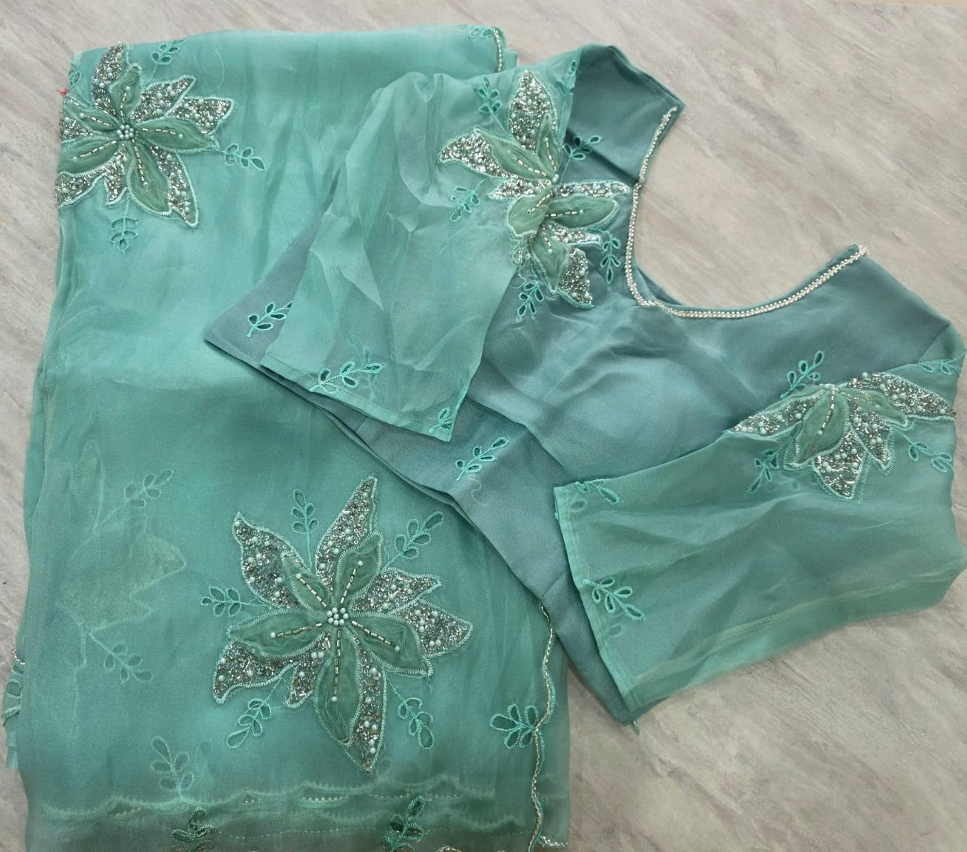 Fancy Fabric Stitch Blouse Saree || SS-SB 051 ||