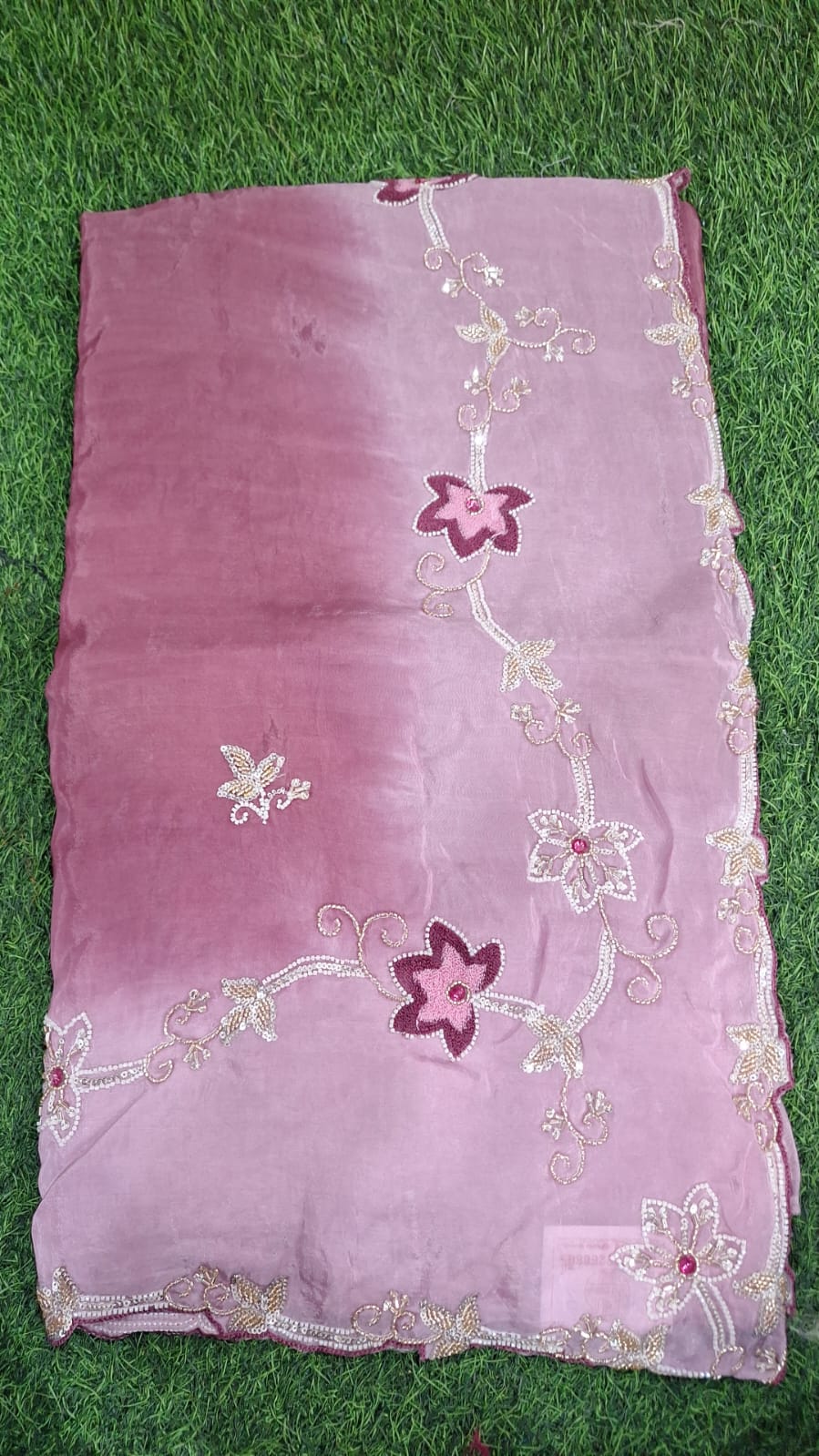 Elegant Ombre Embroidered Saree with Floral Designer Border || SS-608 ||