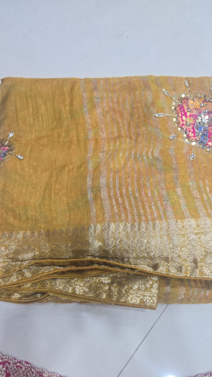 Tussar silk saree with hand work code || A22 ||3200||