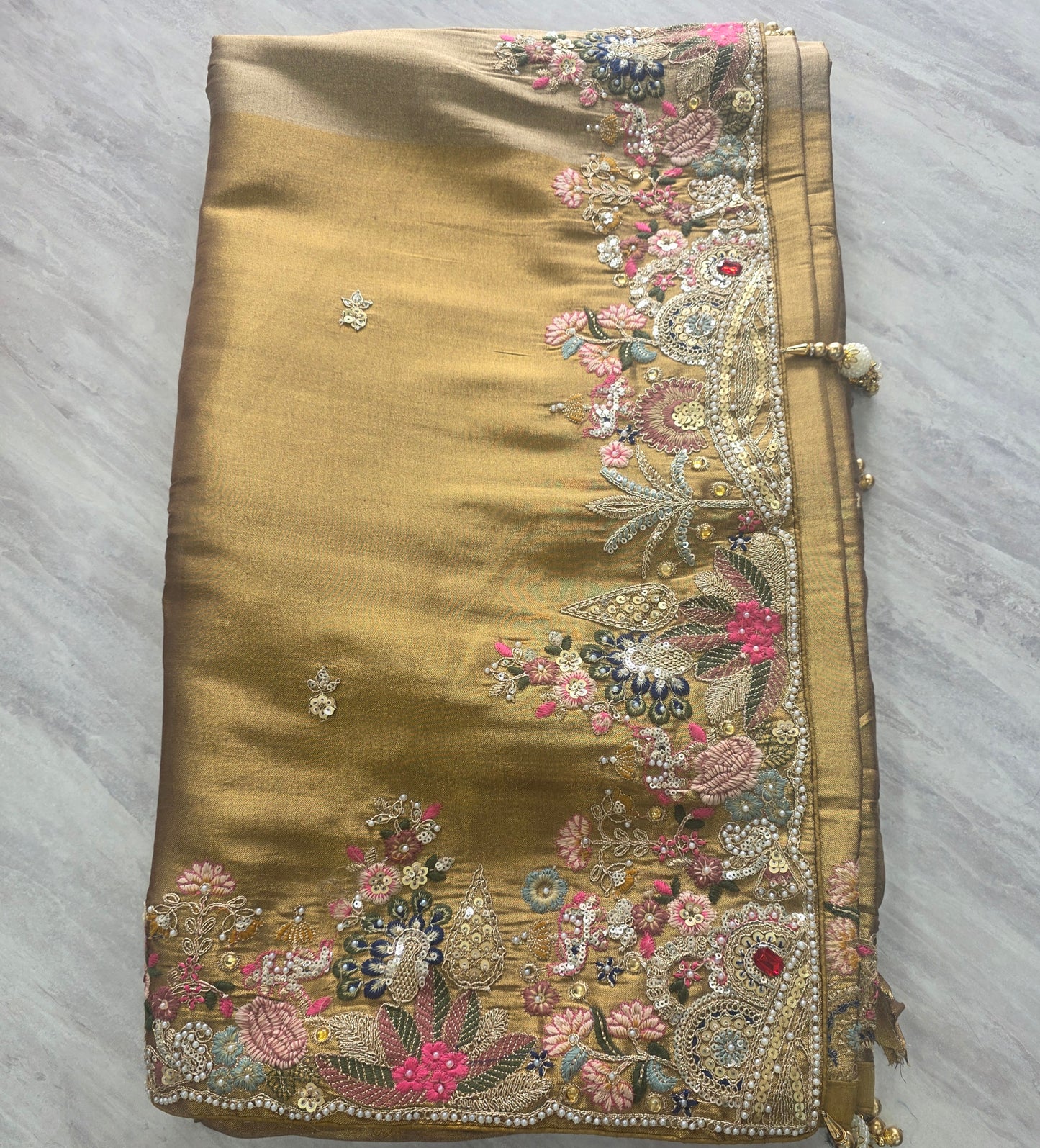 Golden Tissue Fancy saree ||A401||5700
