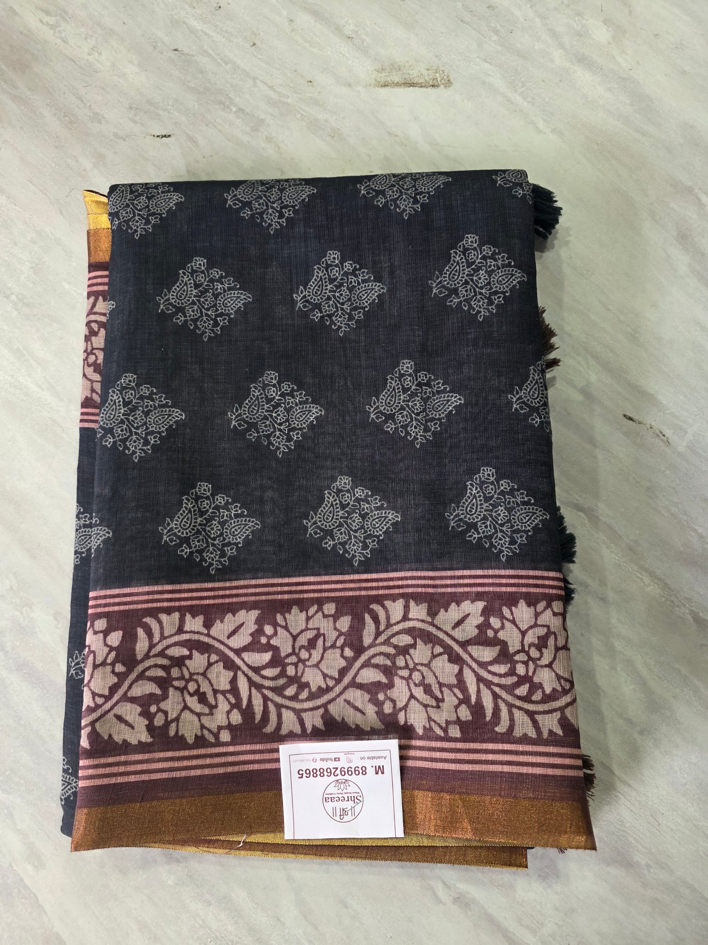 Designer Wear Linen Saree || A386 || 650 ||