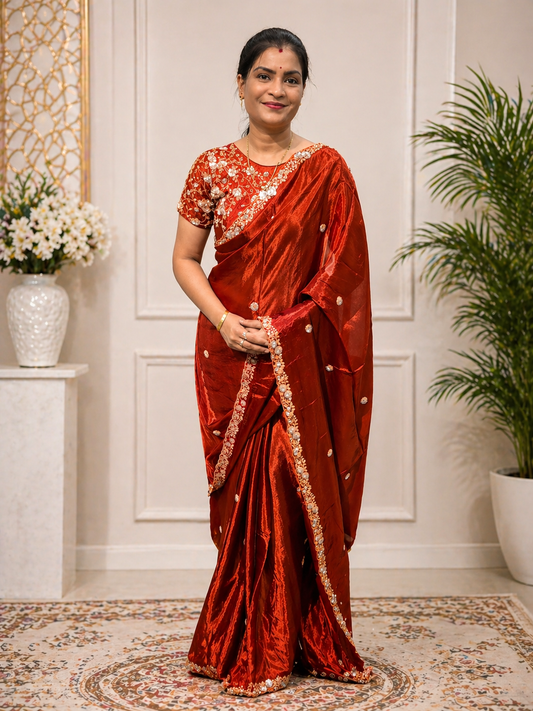 Partywear saree with stich blouse || SSB001 ||
