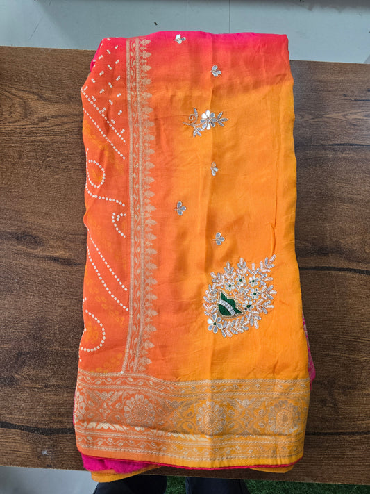 Bandhej Work Saree || A86 ||