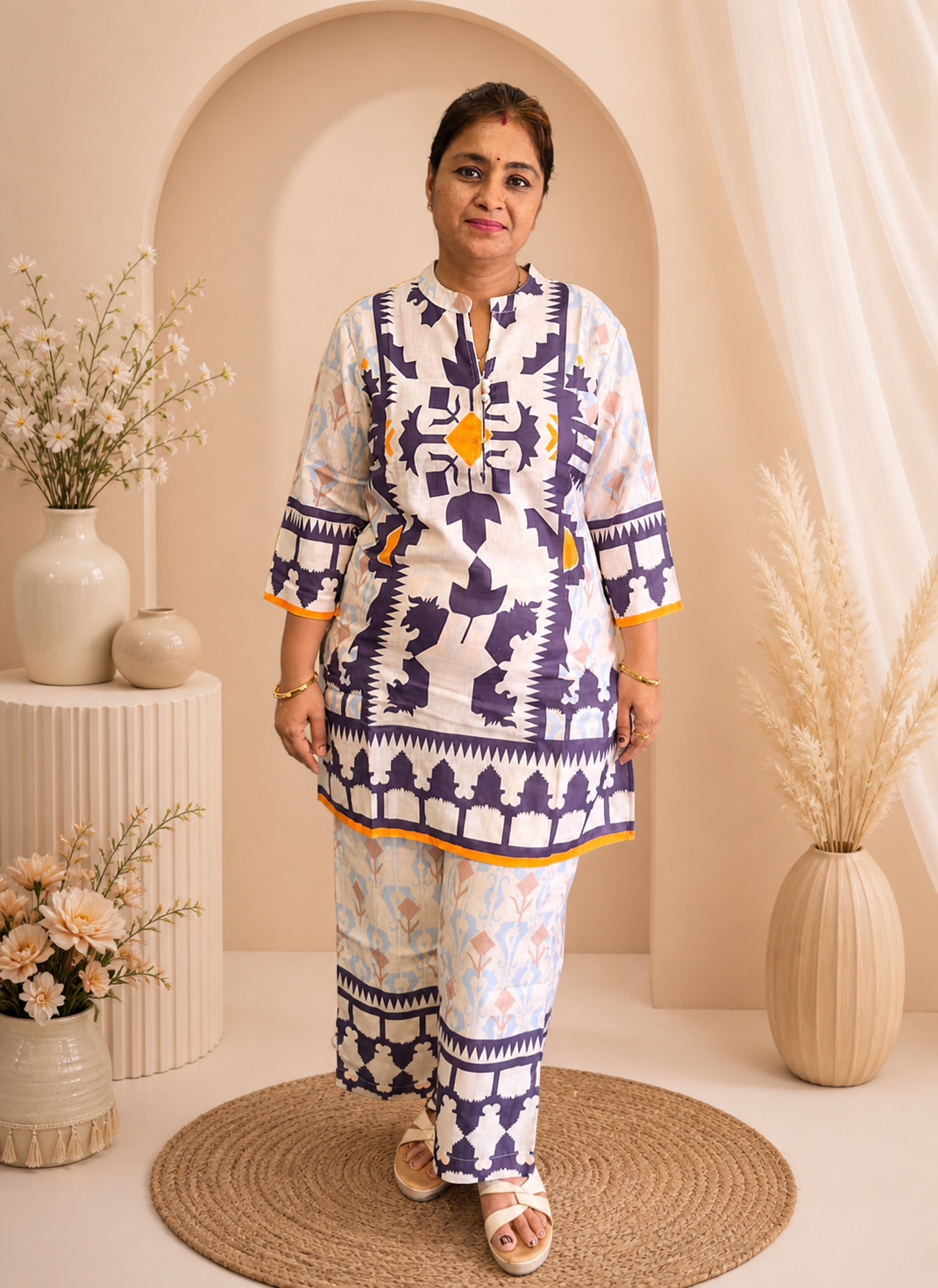 Soft Jute Fabric With Designer Abstract Print All Over Dress , Designer Cord Set || D16 ||