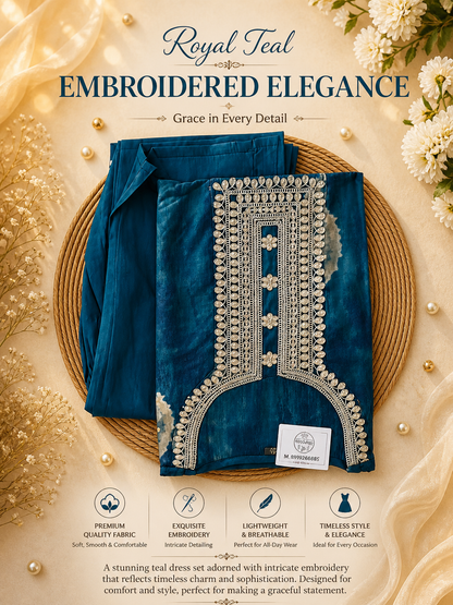 Royal Teal Embroidered Elegance Set ||D41 ||