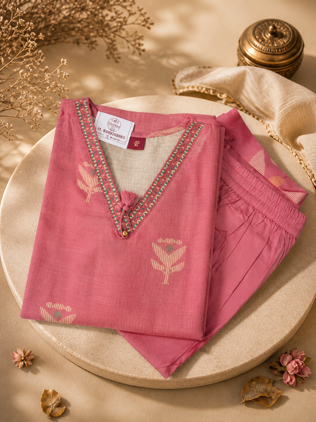Pure soft linen cotton 3 piece kurta pant dupatta set || D18 ||