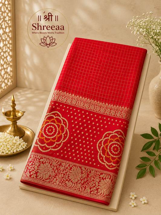 Ghatchola Saree with Zari Grid and Gota-Patti Border || A18 ||