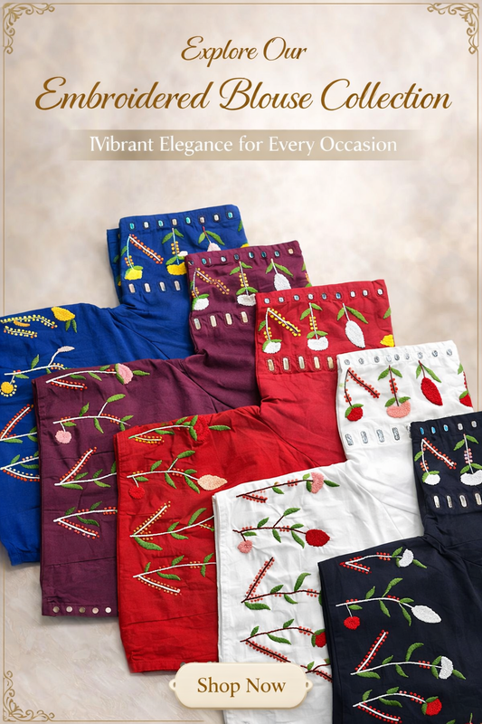 Elegant Designer Blouse with Embroidered Sleeves