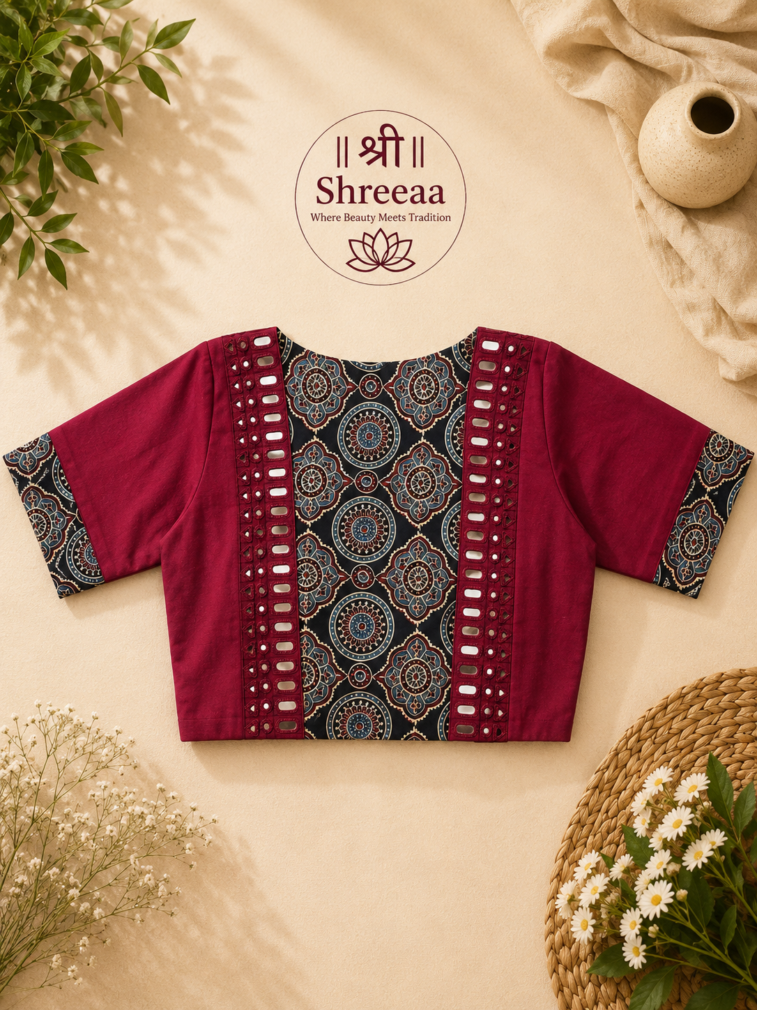 Designer Hand-Stitched Real Mirror Work Blouse || B21 ||
