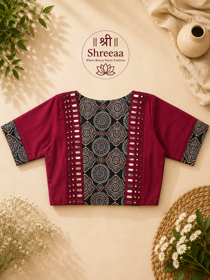 Designer Hand-Stitched Real Mirror Work Blouse || B21 ||