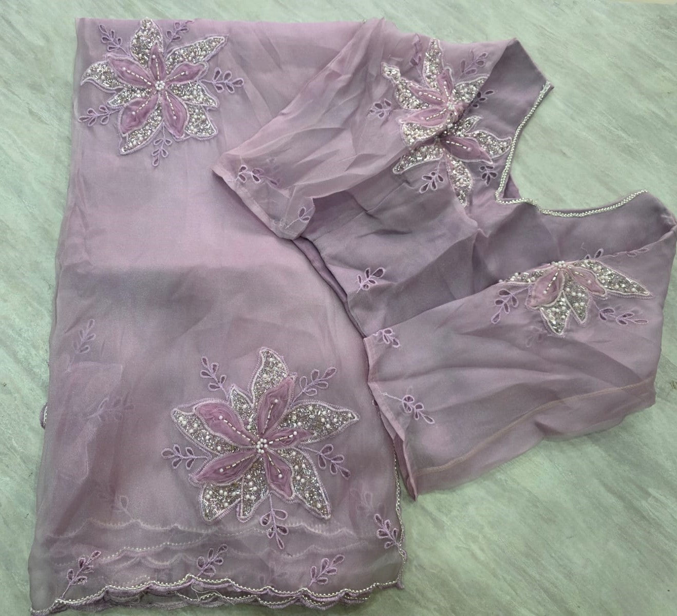 Fancy Fabric Stitch Blouse Saree || SS-SB 051 ||