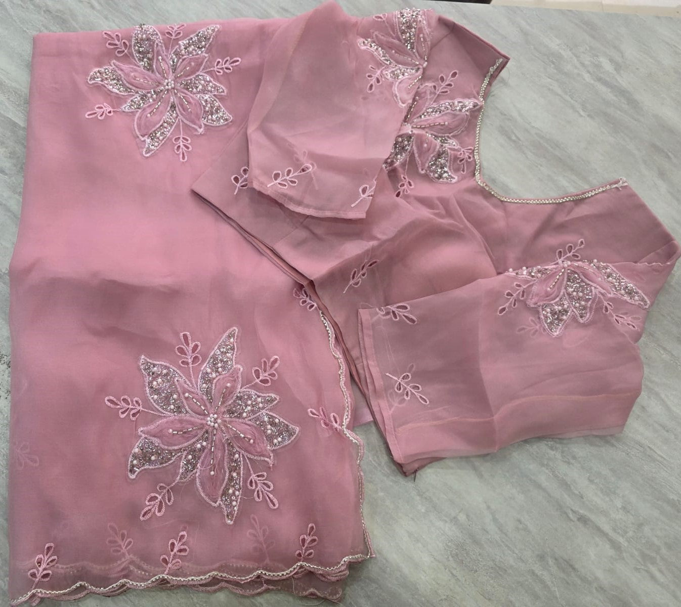 Fancy Fabric Stitch Blouse Saree || SS-SB 051 ||