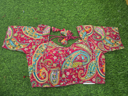 Elegant Paisley Embroidered Designer Blouse with Sweetheart Neckline || SS-523 ||