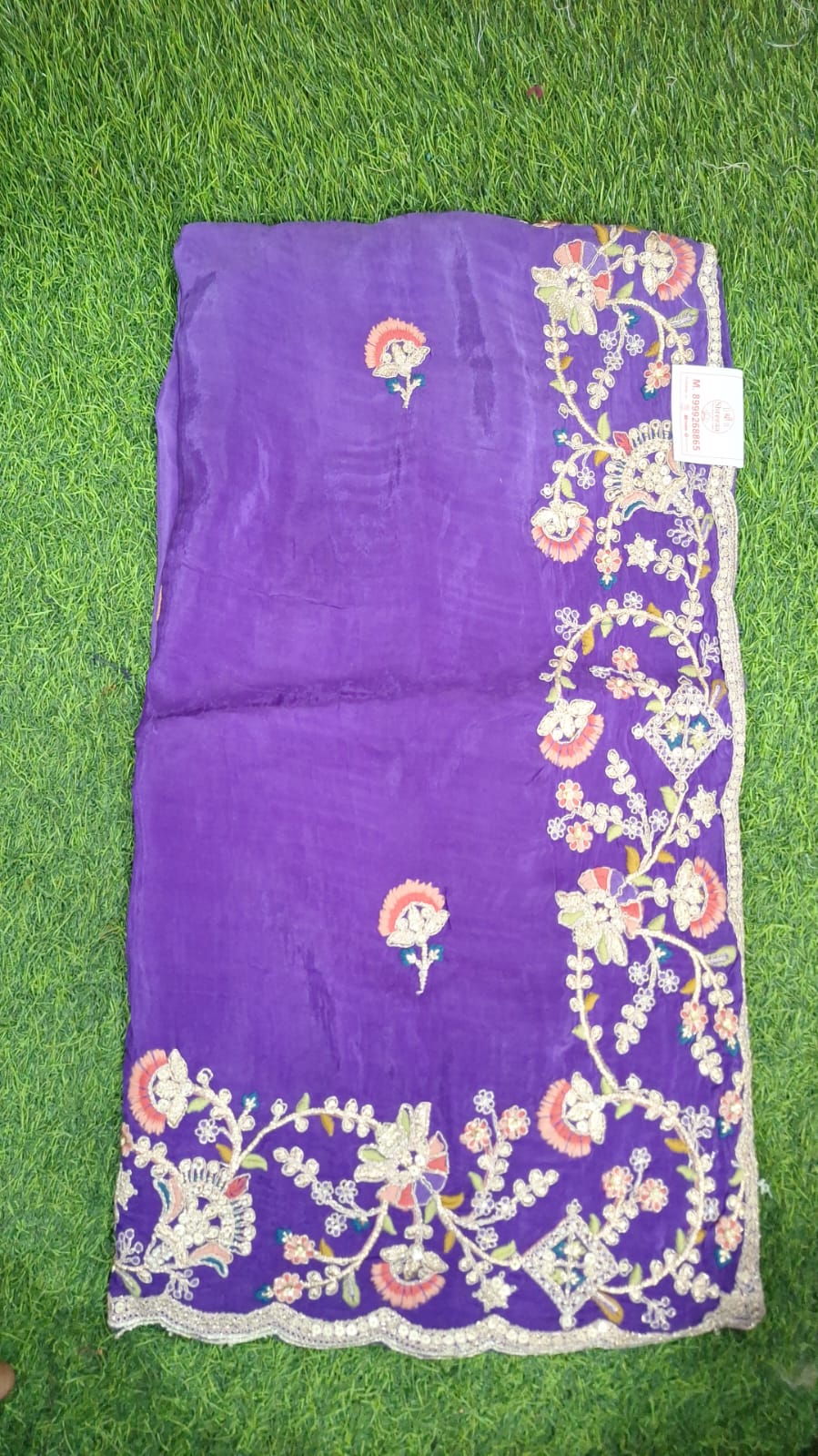 Premium  Floral Embroidered Saree with Heavy Designer Border  || SS-602 ||