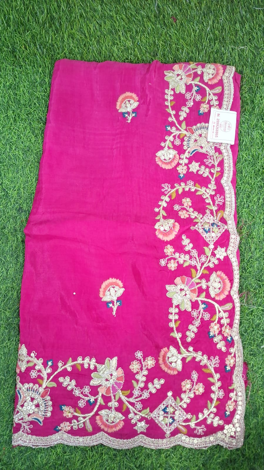 Premium  Floral Embroidered Saree with Heavy Designer Border  || SS-602 ||