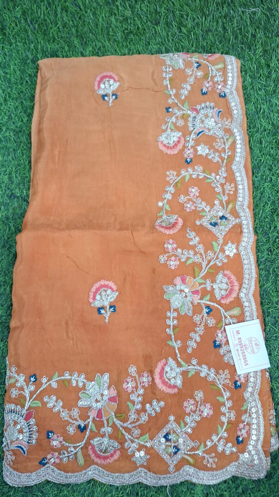 Premium  Floral Embroidered Saree with Heavy Designer Border  || SS-602 ||