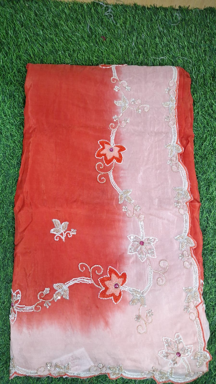Elegant Ombre Embroidered Saree with Floral Designer Border || SS-608 ||