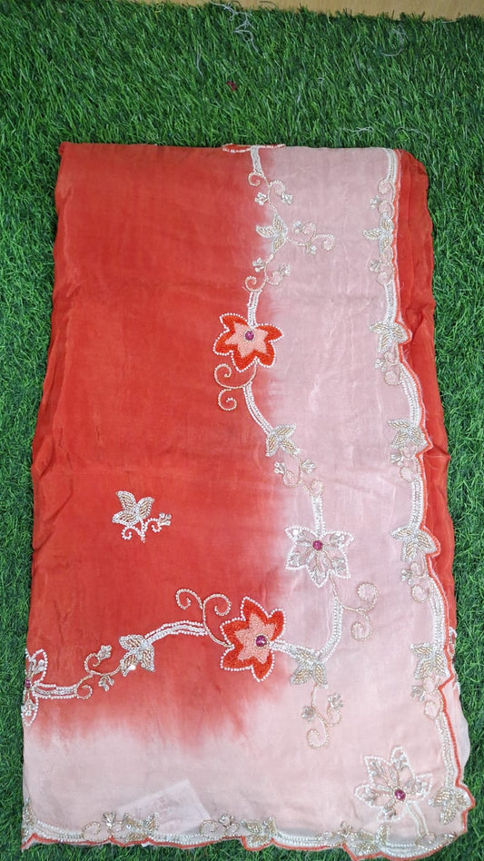 Elegant Ombre Embroidered Saree with Floral Designer Border || SS-608 ||