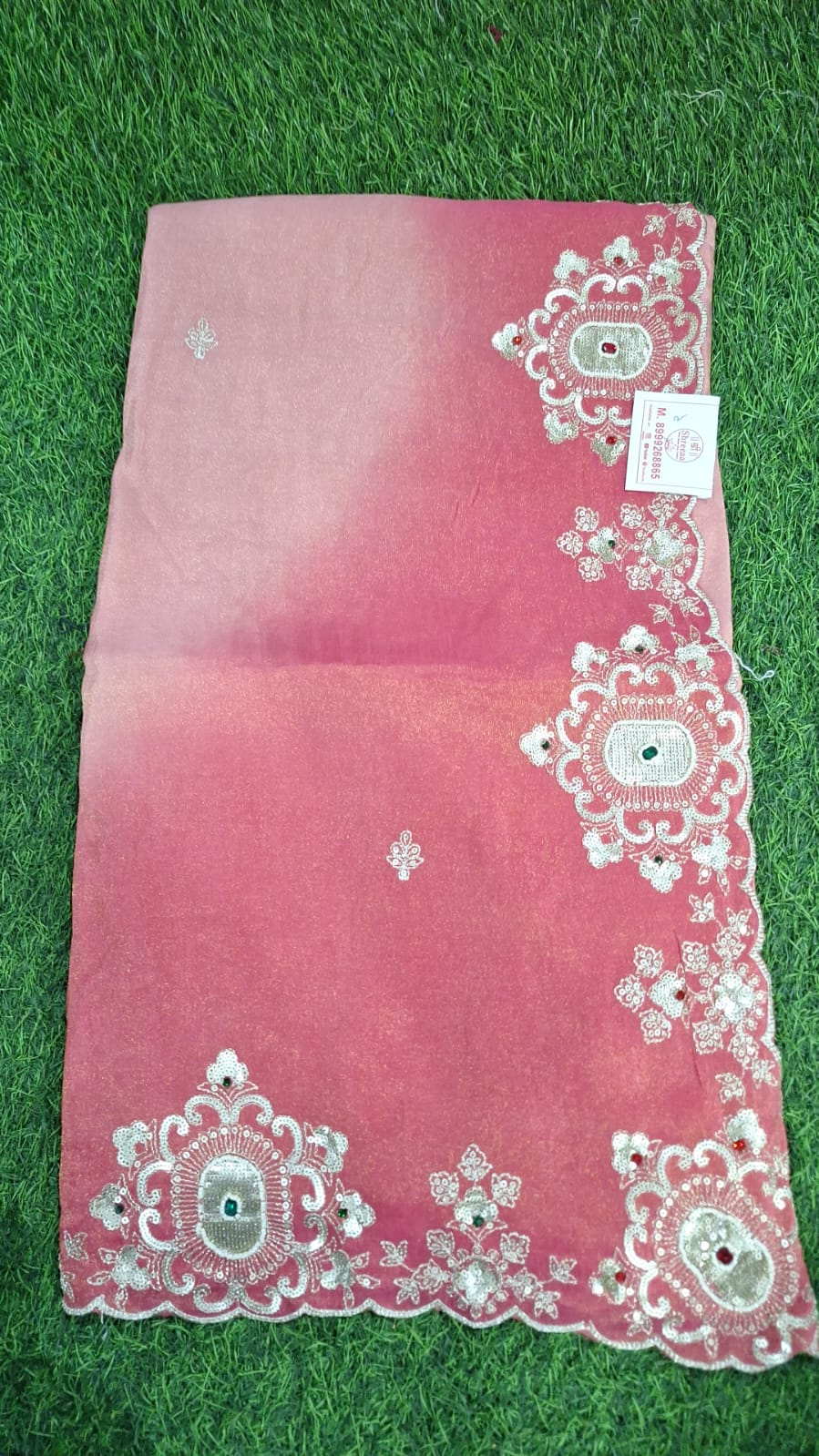 Elegant Ombre Embroidered Saree with Floral Designer Border || SS-607 ||