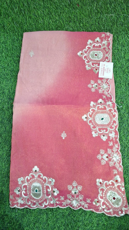Elegant Ombre Embroidered Saree with Floral Designer Border || SS-607 ||