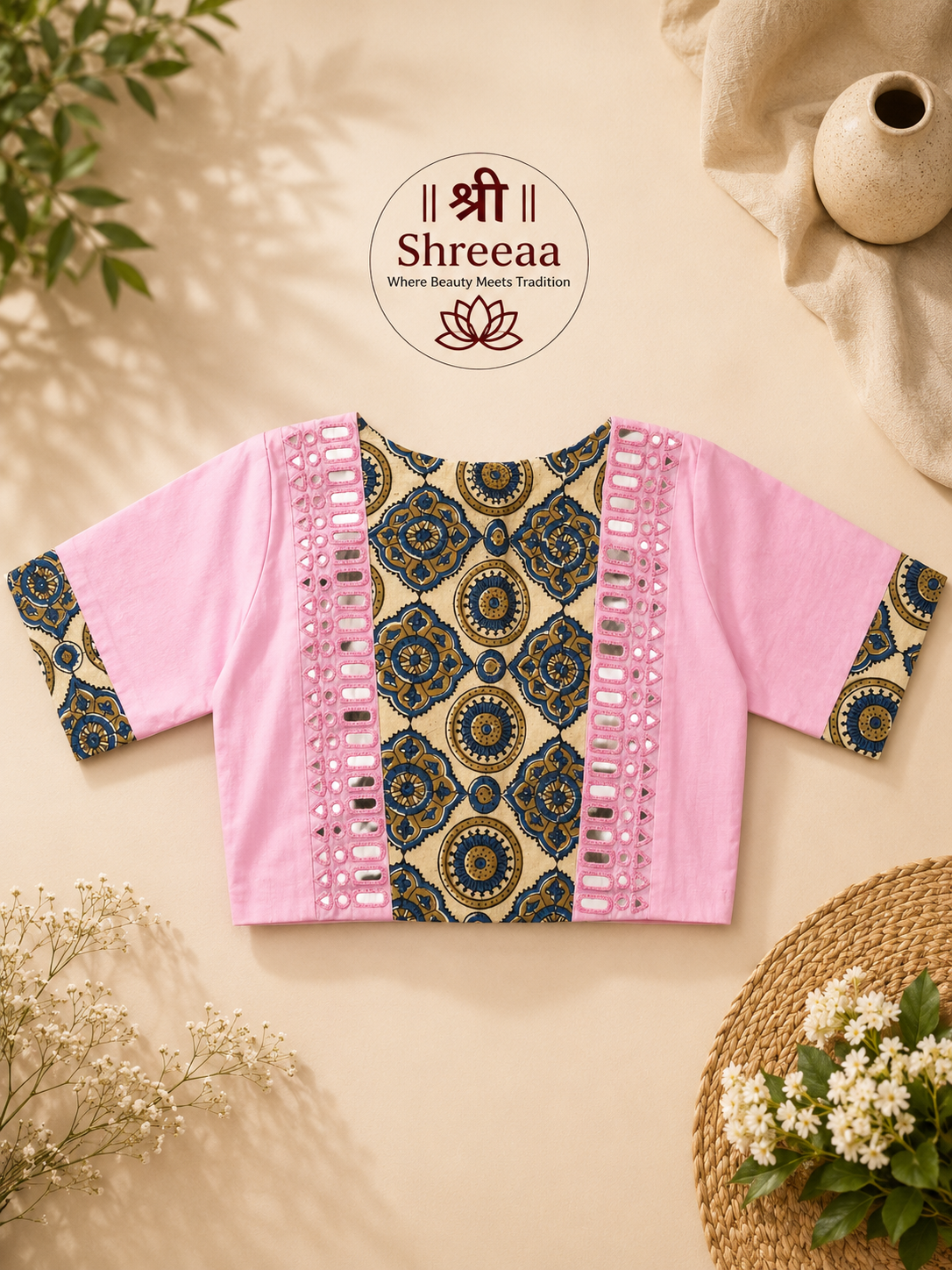 Designer Hand-Stitched Real Mirror Work Blouse || B21 ||