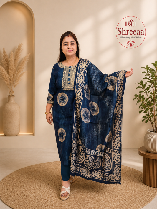 Royal Teal Embroidered Elegance Set ||D41 ||
