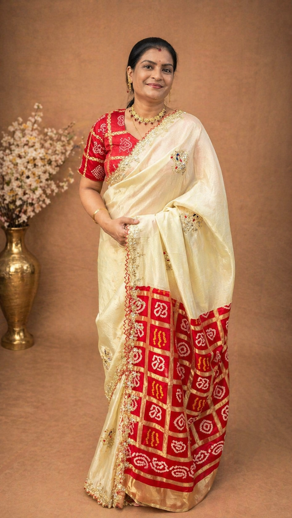 Pure tissue silk saree with ghatchola pallu and ghachola blouse || A16 ||