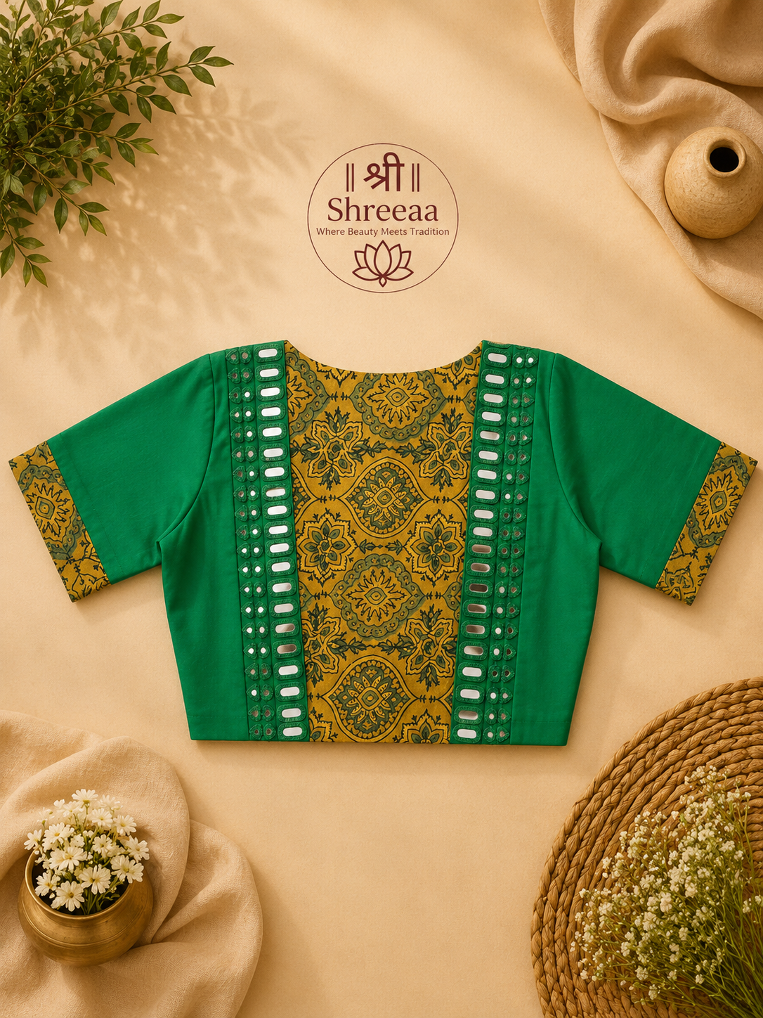Designer Hand-Stitched Real Mirror Work Blouse || B21 ||