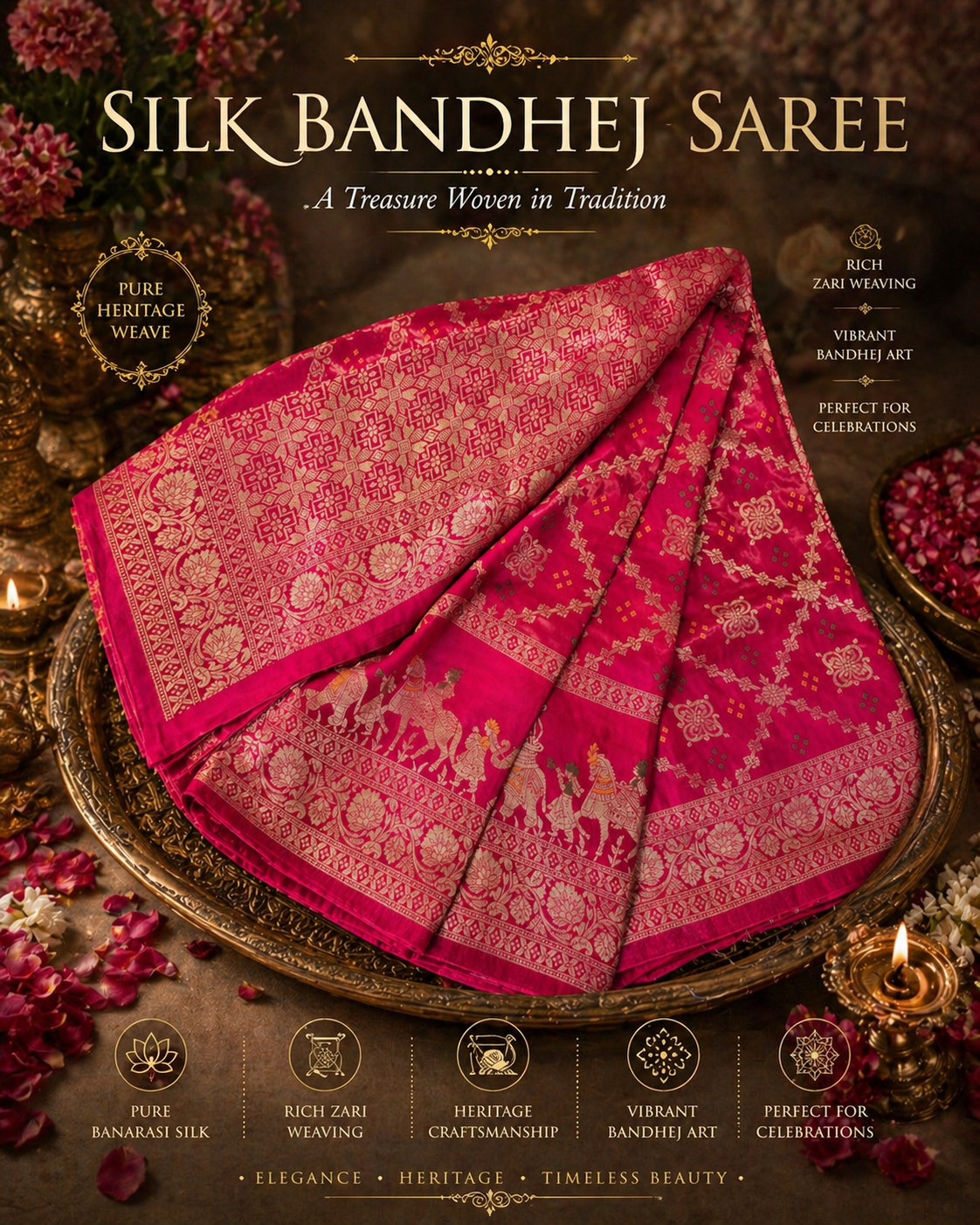 Silk Bandhej Saree || SS203 ||
