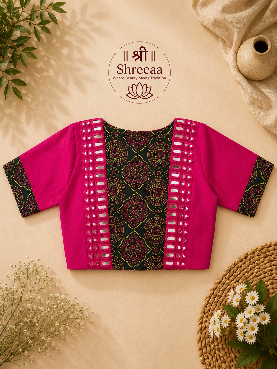Designer Hand-Stitched Real Mirror Work Blouse || B21 ||