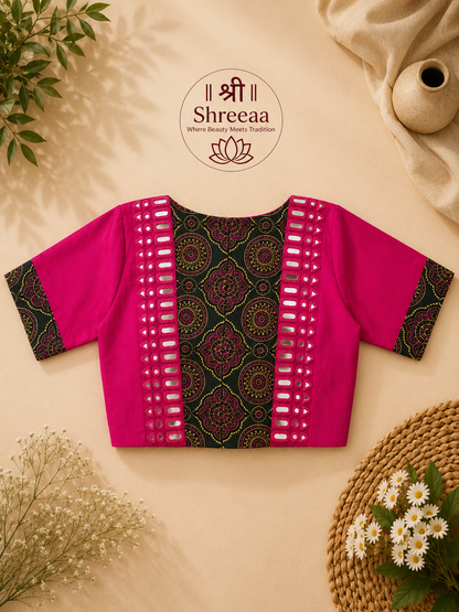 Designer Hand-Stitched Real Mirror Work Blouse || B21 ||