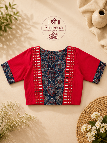 Designer Hand-Stitched Real Mirror Work Blouse || B21 ||