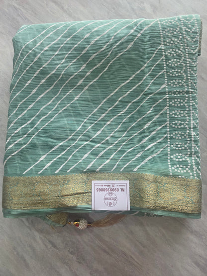 Pure Shiffon Chinnon Lehariya Saree || A338 || 1800