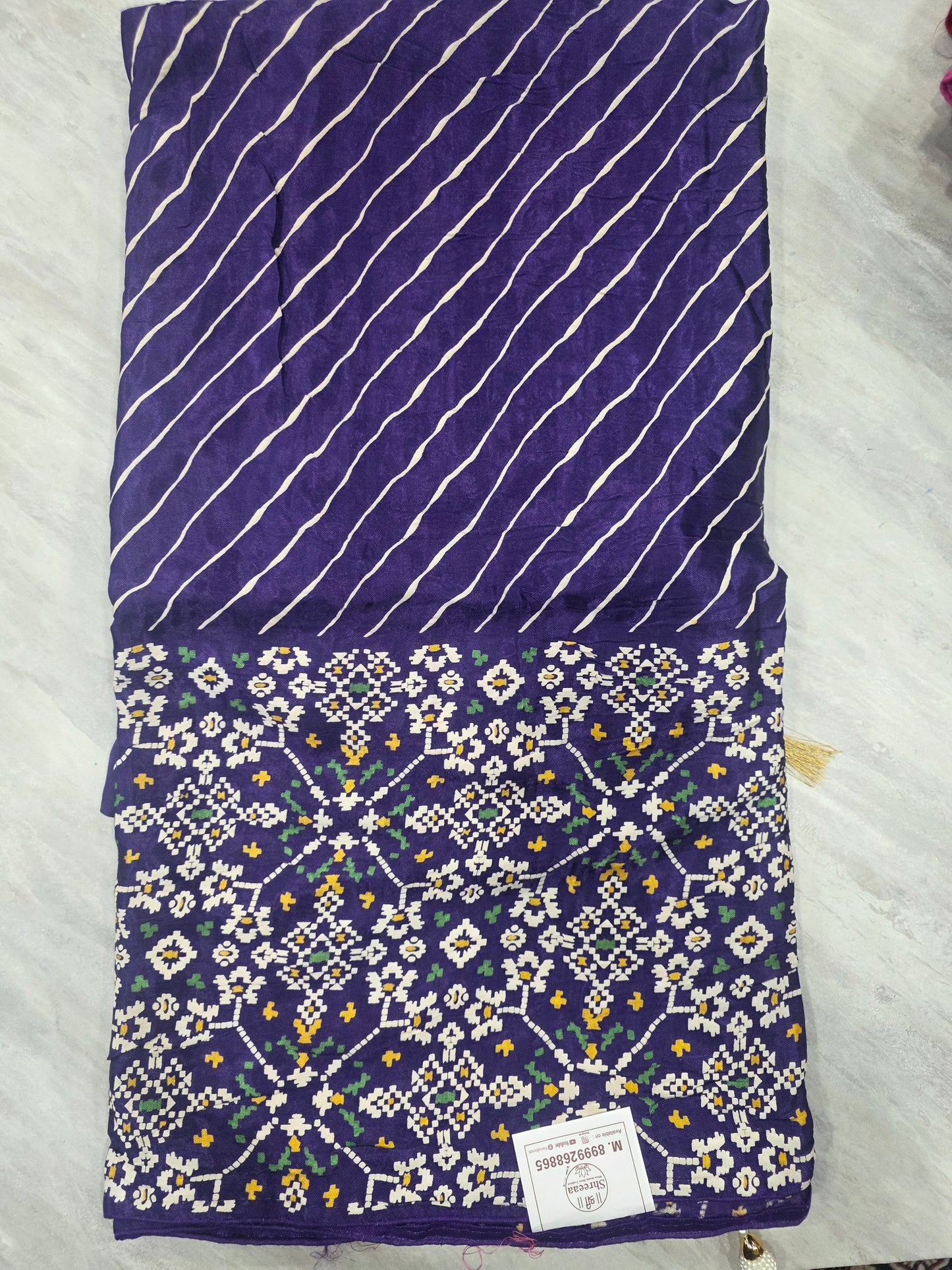 Pure Gajjisilk Saree With Lehariya And Pattola || A391 || 2200
