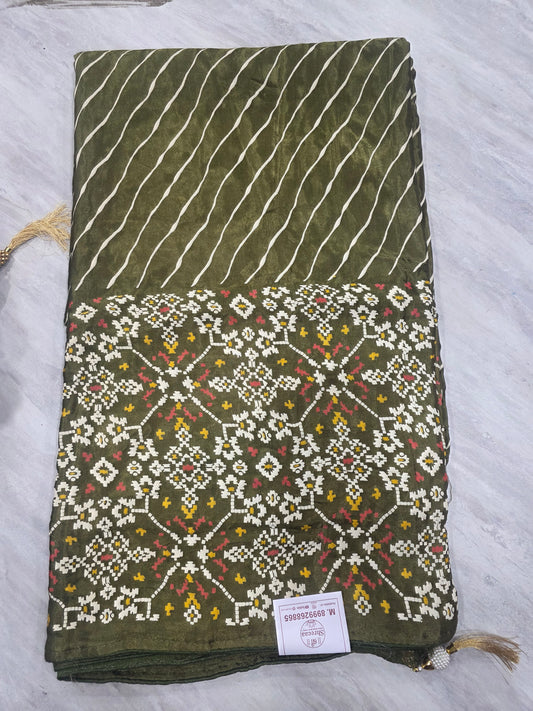 Pure Gajjisilk Saree With Lehariya And Pattola || A391 || 2200