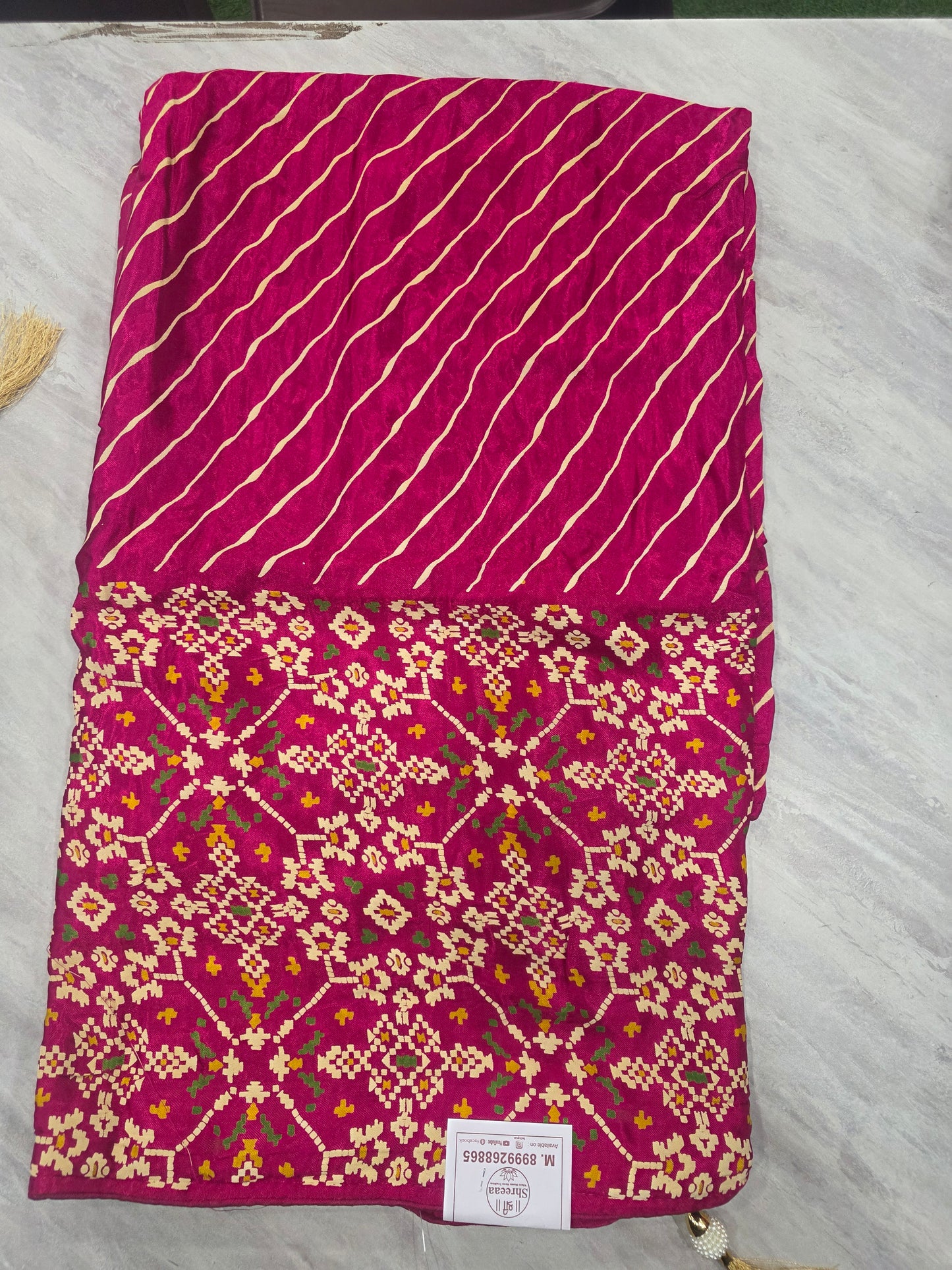 Pure Gajjisilk Saree With Lehariya And Pattola || A391 || 2200