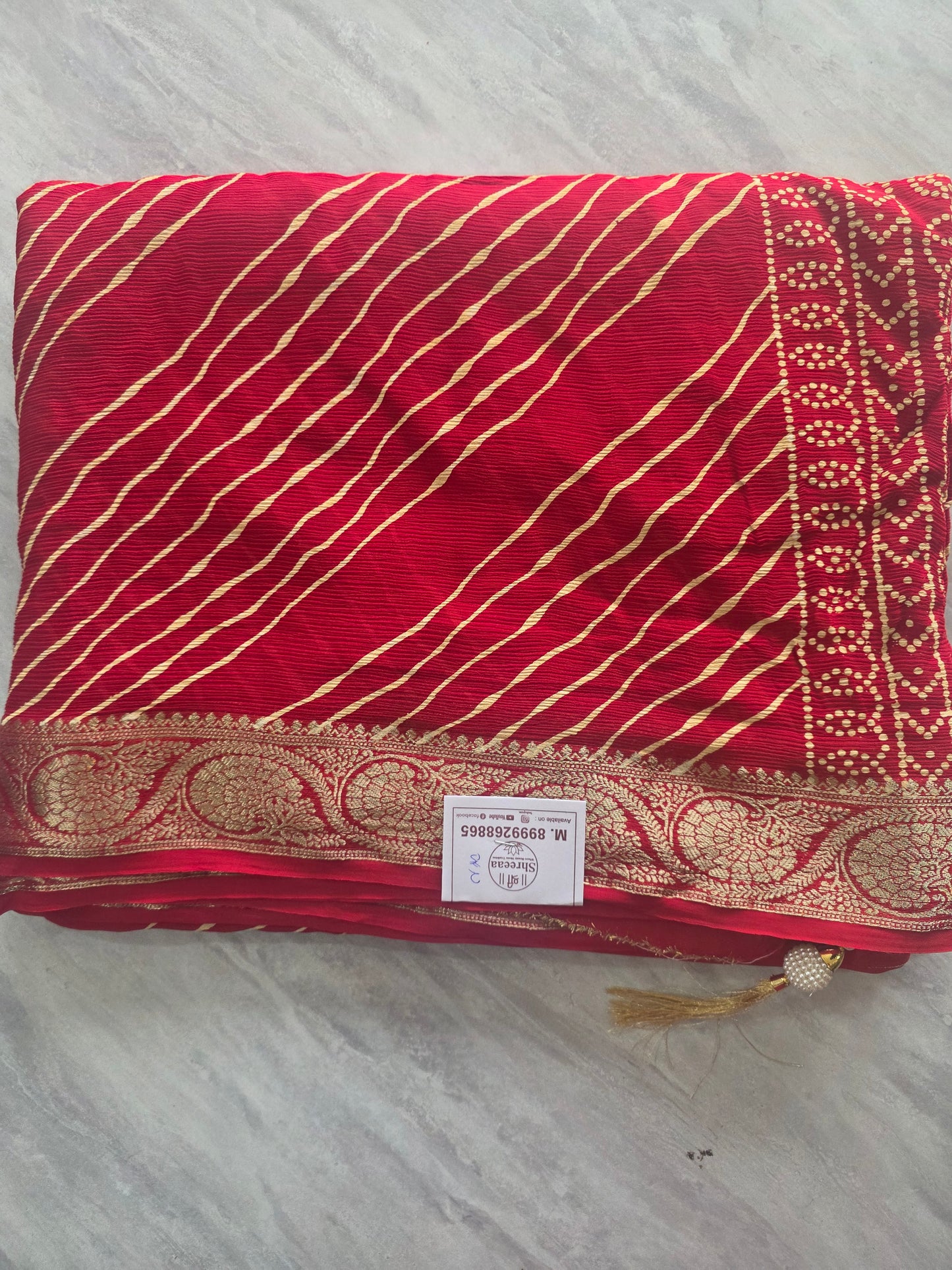 Pure Shiffon Chinnon Lehariya Saree || A338 || 1800