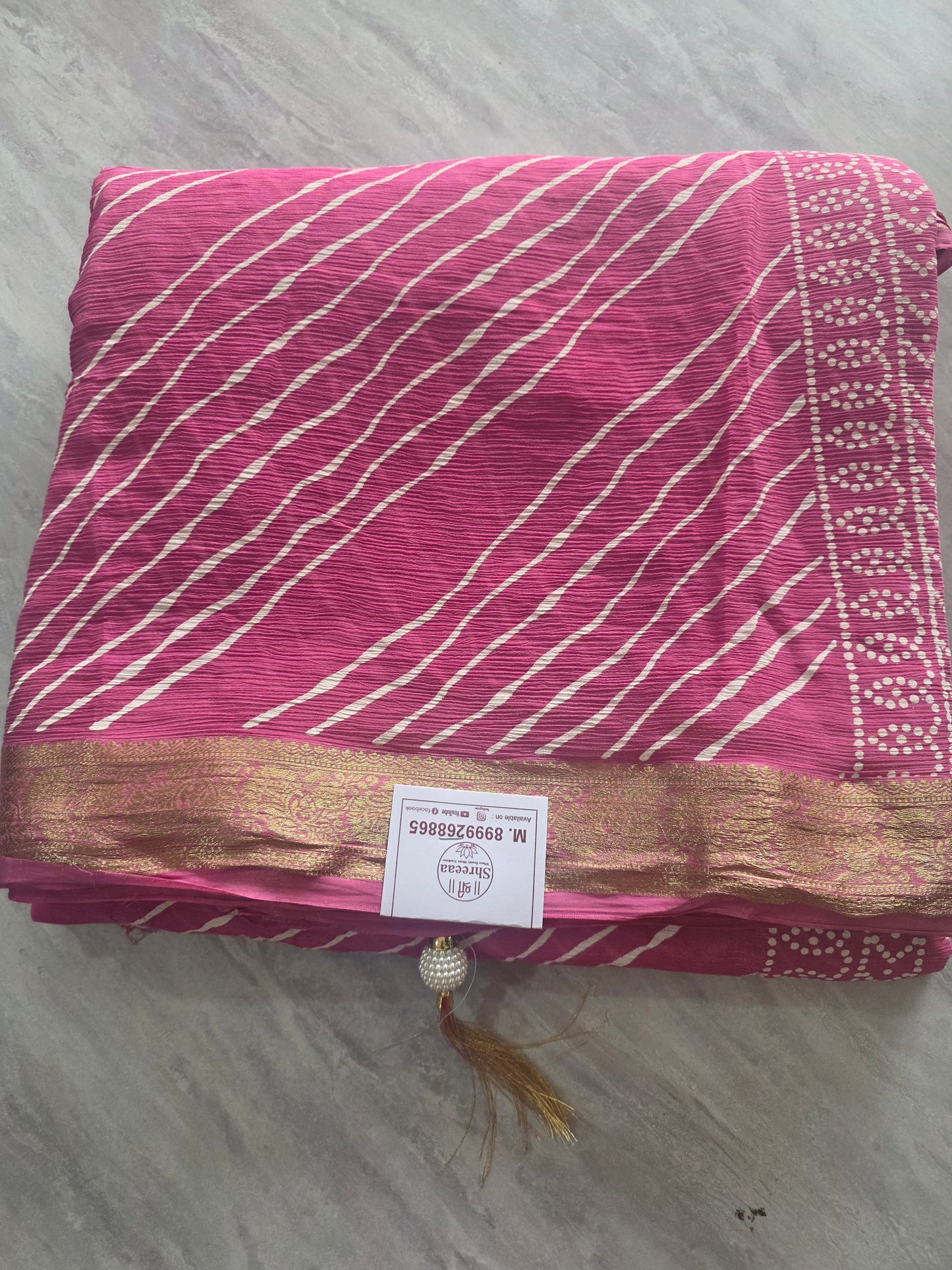 Pure Shiffon Chinnon Lehariya Saree || A338 || 1800