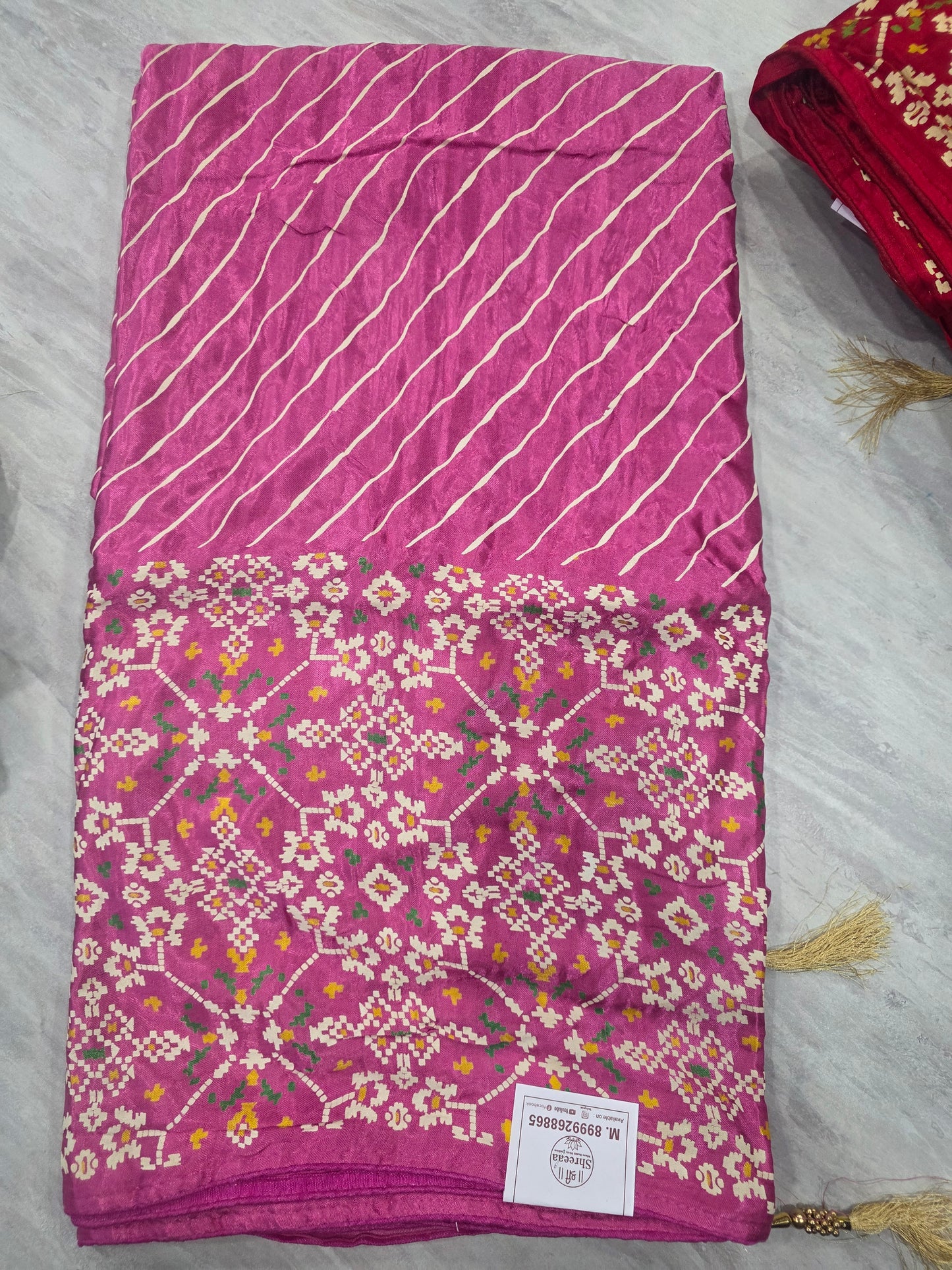 Pure Gajjisilk Saree With Lehariya And Pattola || A391 || 2200