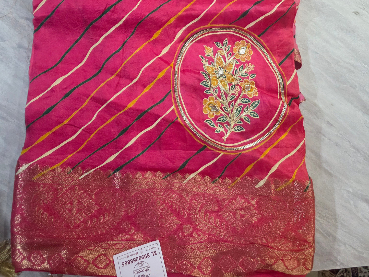 H.o Silk Lehariya Saree With Kachha Gottapatti || A415 || 2400