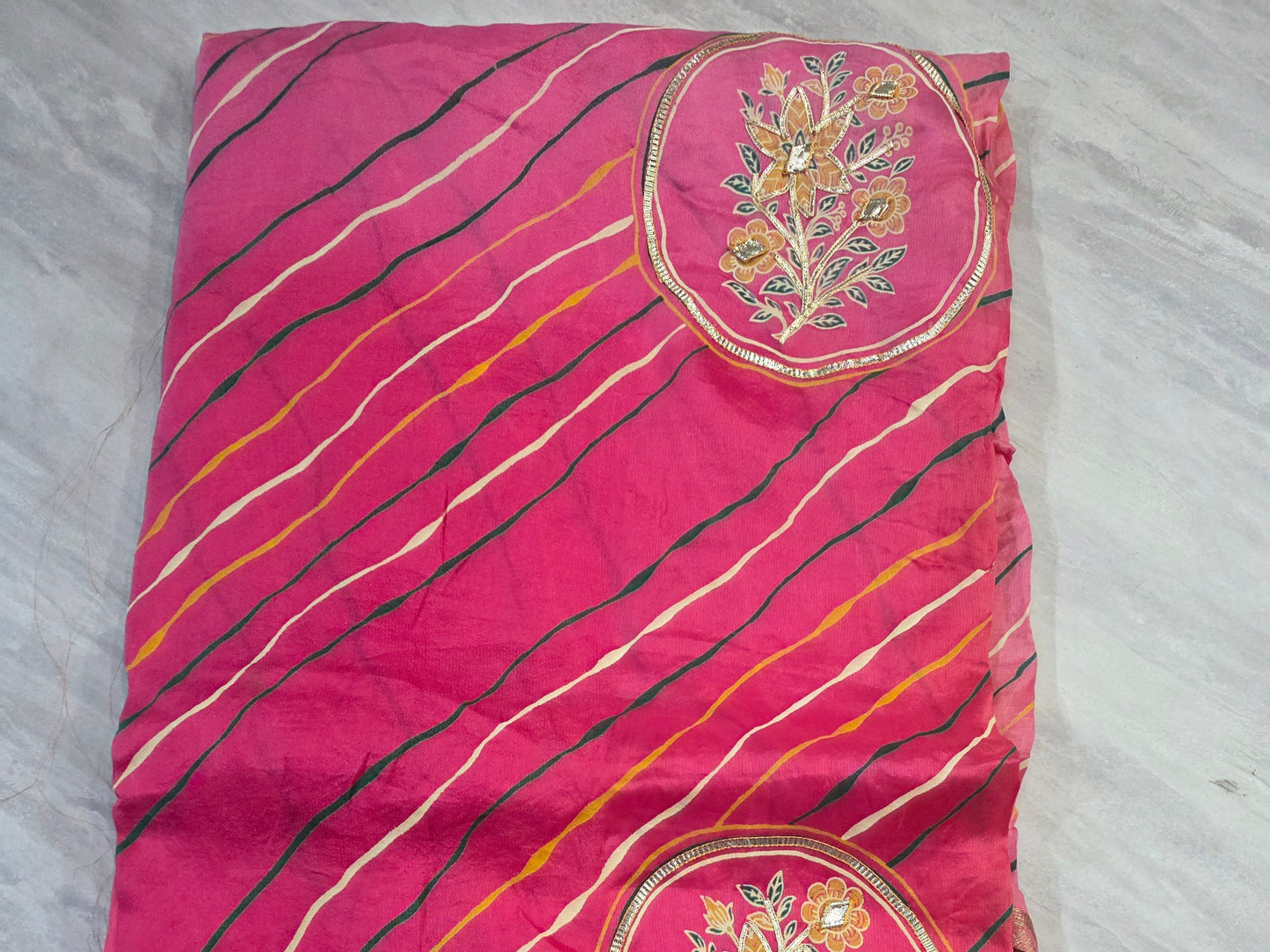 H.o Silk Lehariya Saree With Kachha Gottapatti || A415 || 2400