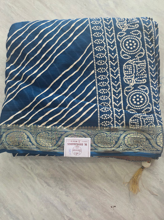 Pure Shiffon Chinnon Lehariya Saree || A338 || 1800