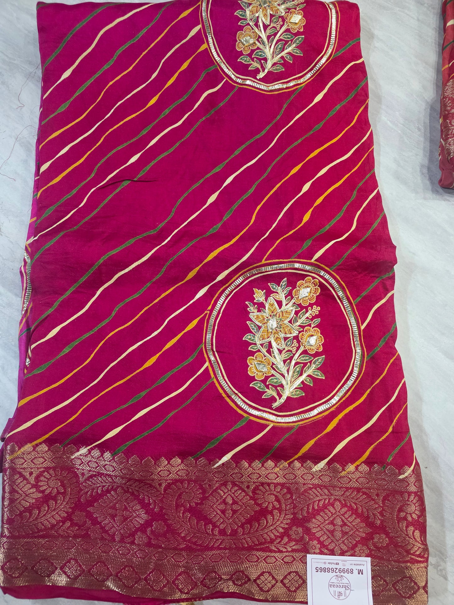 H.o Silk Lehariya Saree With Kachha Gottapatti || A415 || 2400