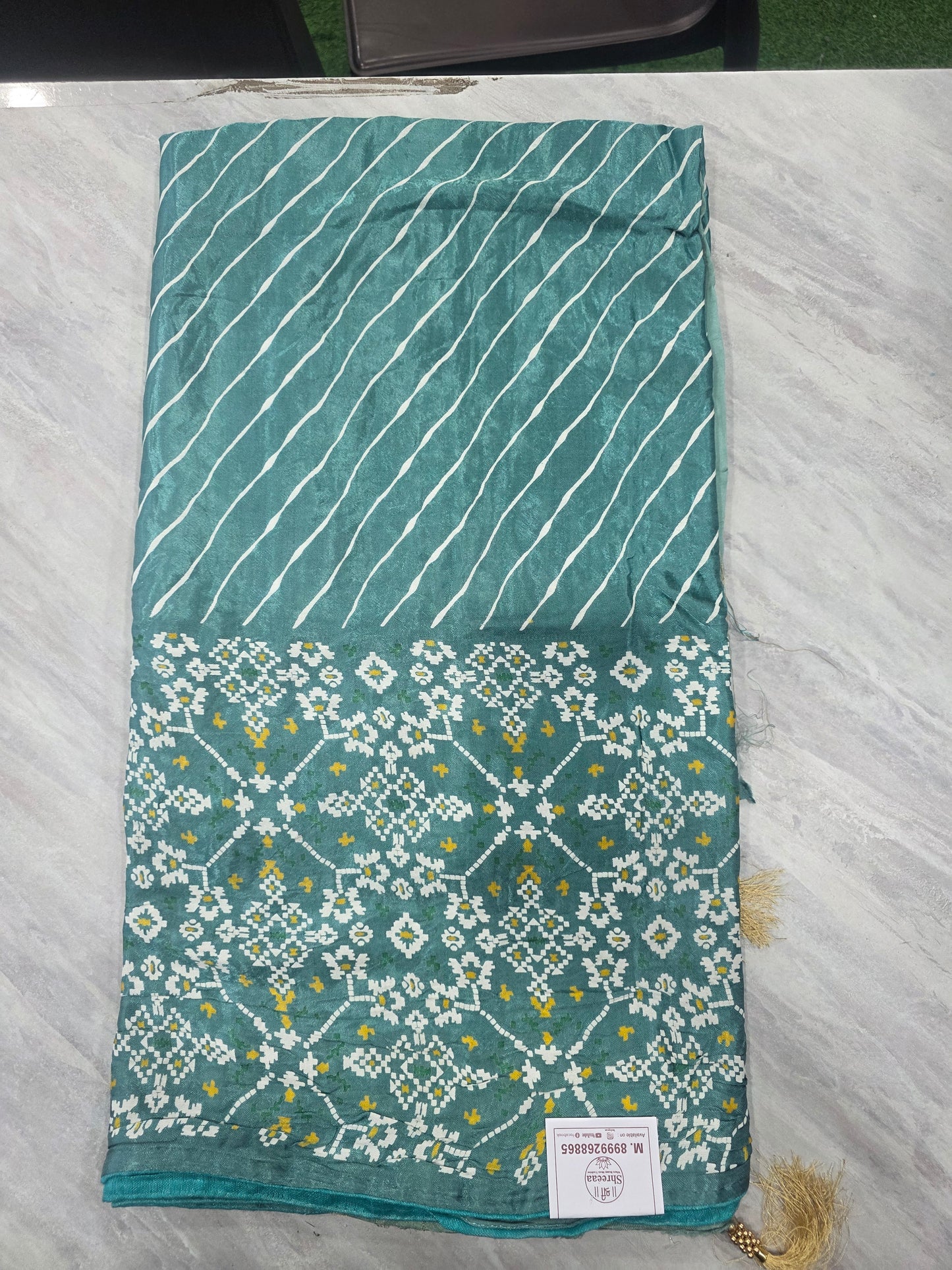 Pure Gajjisilk Saree With Lehariya And Pattola || A391 || 2200