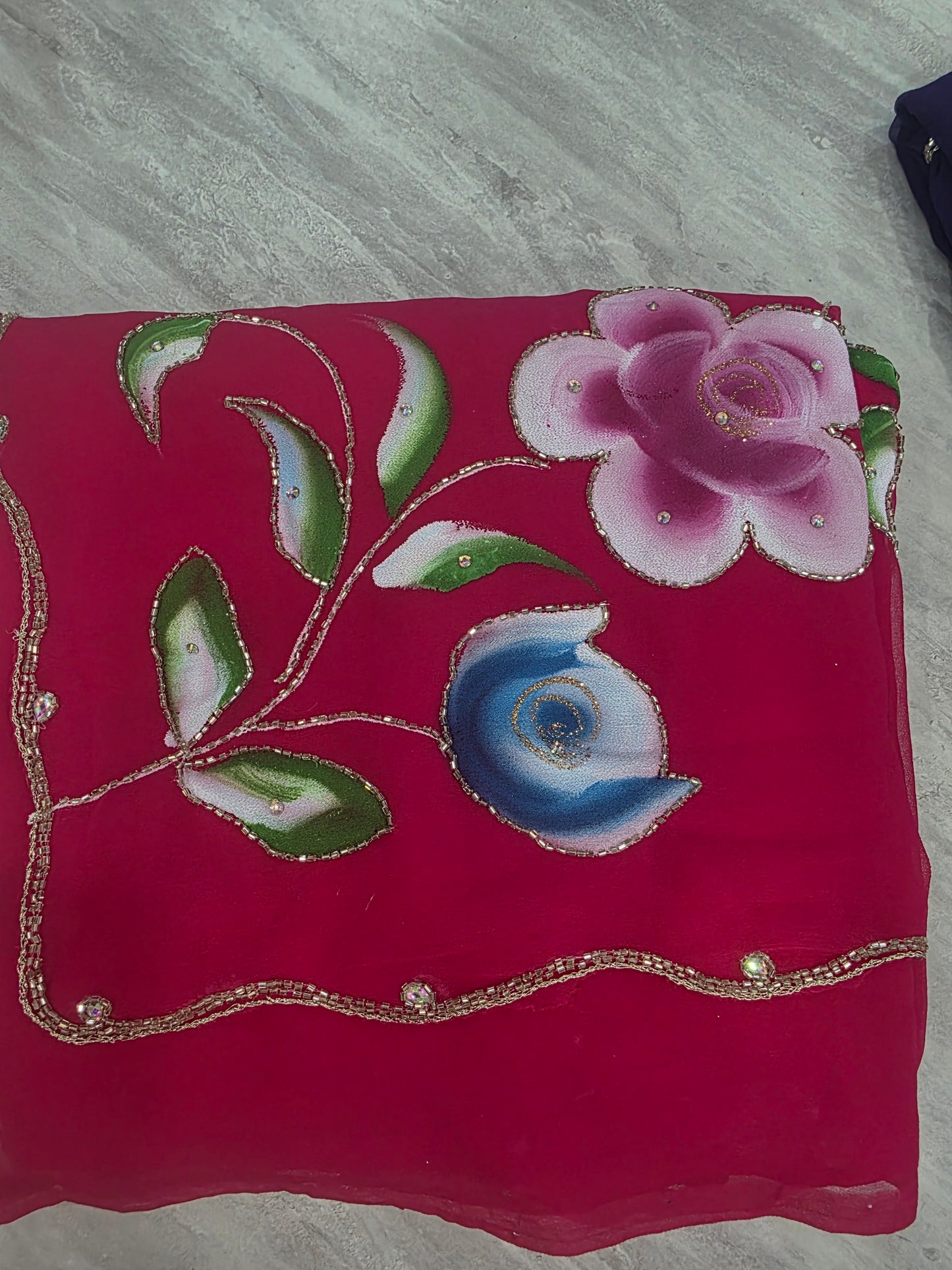 Shiffon Handpainted Saree ||A355||1350