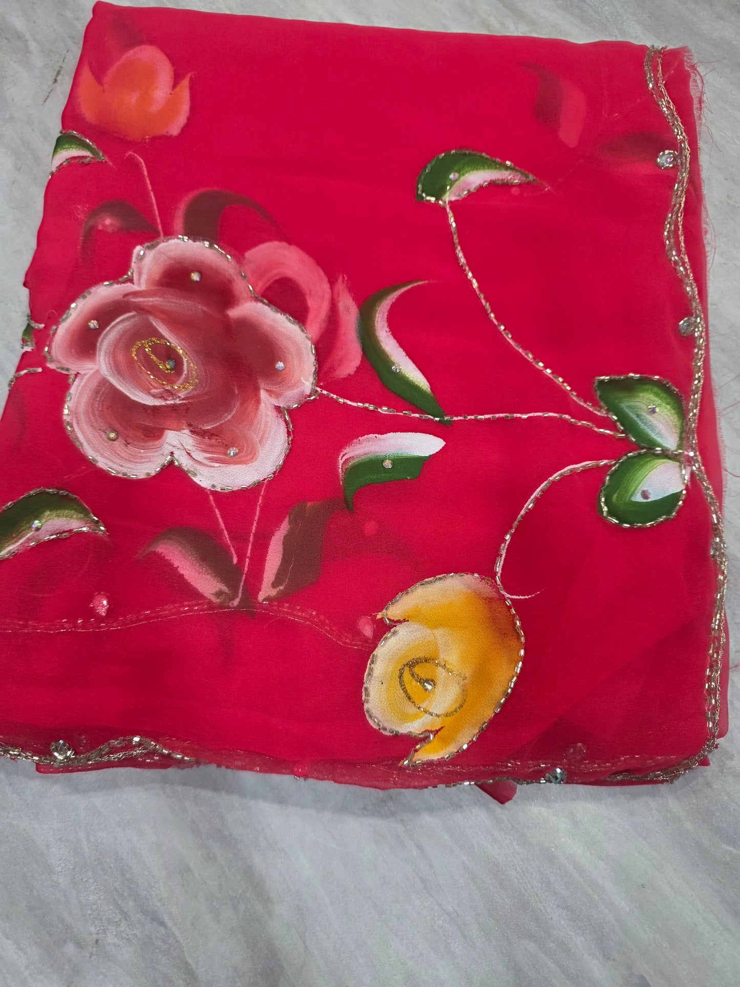 Shiffon Handpainted Saree ||A355||1350