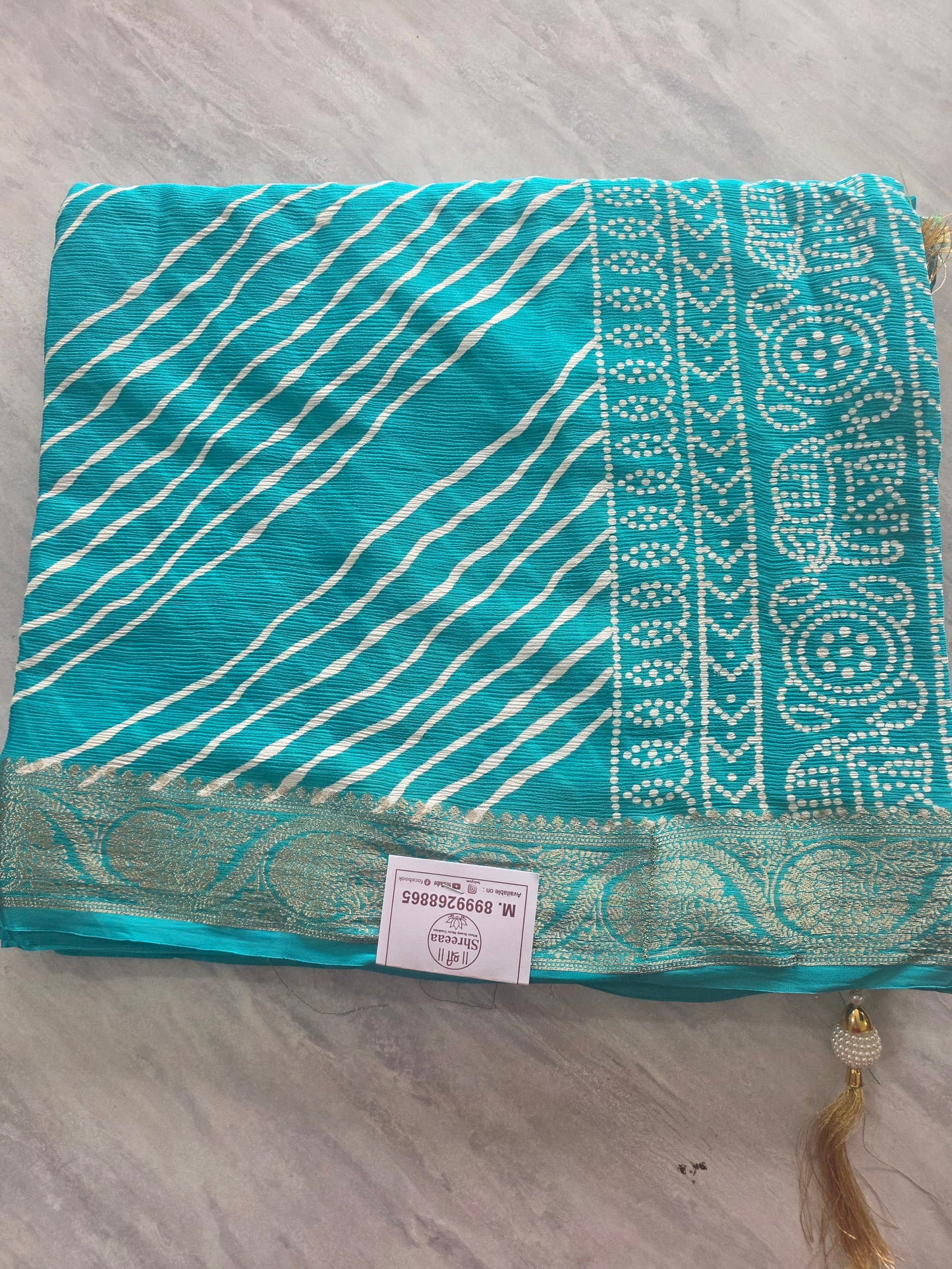 Pure Shiffon Chinnon Lehariya Saree || A338 || 1800