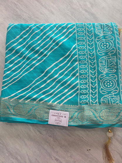 Pure Shiffon Chinnon Lehariya Saree || A338 || 1800