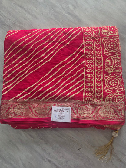 Pure Shiffon Chinnon Lehariya Saree || A338 || 1800